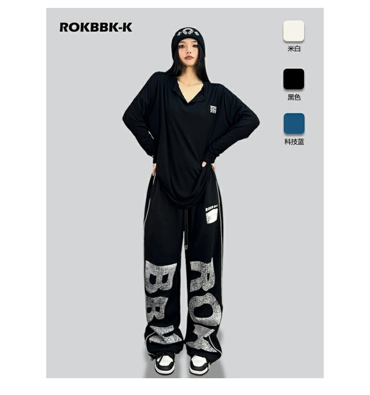 ROKBBK-K/Rokbbk-K Hip Hop Fashion Brand Loose Hip Hop American Jazz Dance Trousers Women's CasualjazzSports Pants