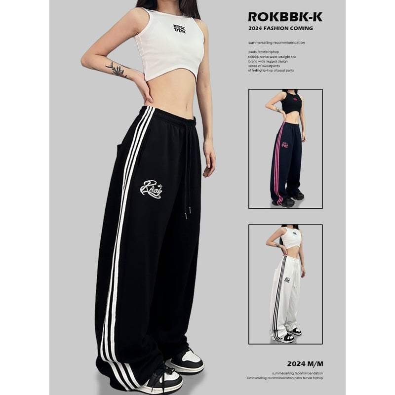 ROKBBK-K/Rokbbk-K Street Dance Fashion Brand Line Crown Embroidery Jazz DancinghiphopFashionable Sports Women's Trousers