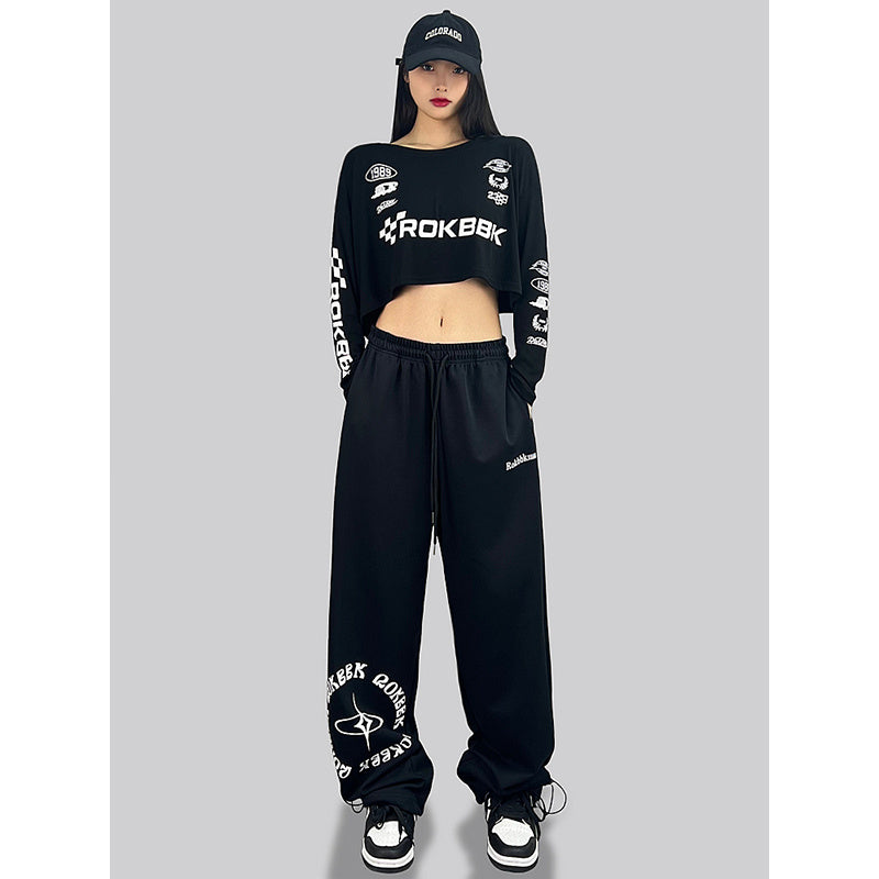 ROKBBK-K/Rokbbk-K Street Dance Fashion Brand Loose Hip Hop PersonalityjazzWomen's Jazz Sports Casual Pants