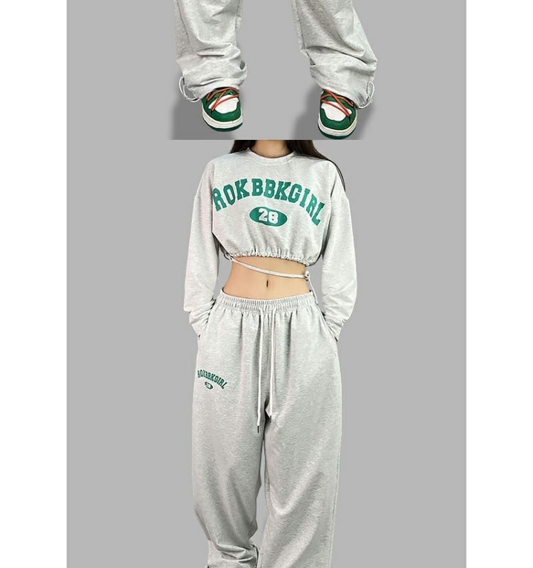 ROKBBK-K/Rokbbk-K Street Dance Fashion Brand JazzhiphopLetter Printed Trousers Women's Dancing Sports Suit Tide