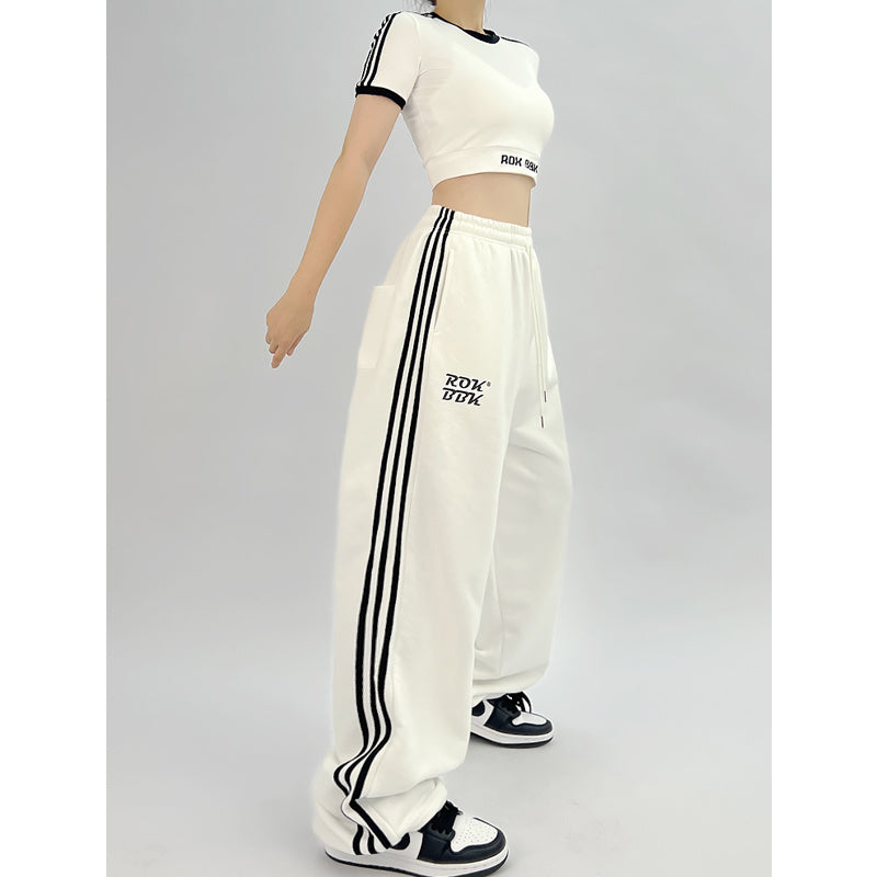 ROKBBK-K/Rokbbk-K Street DancehiphopThree-Stripe Track Pants Women's Slimming High Waist Trousers Niche Street Fashion