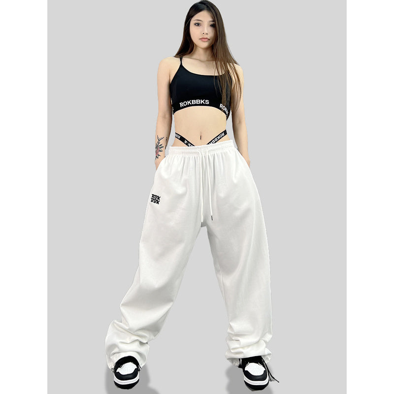 ROKBBK-K/Rokbbk-K Hip Hop Fashion Brand Loose Track Pants Embroidered Hip Hop Trousers Jazz DancejazzWomen's Pants