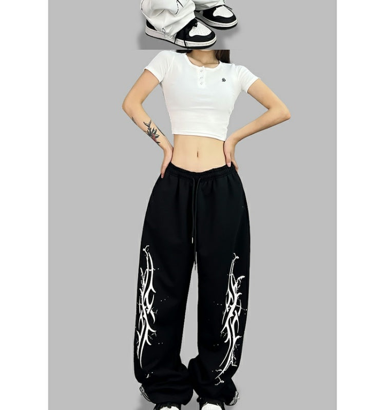 ROKBBK-K/Rokbbk-K Street Dance Fashion Brand JazzhiphopWomen's Four-Piece Printed Dancing TrousersjazzSports Pants