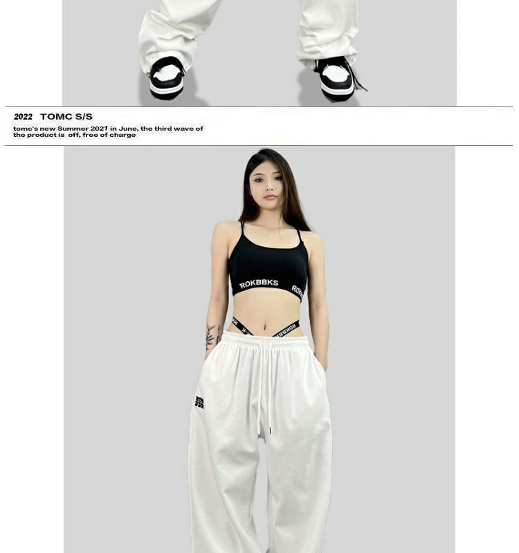 ROKBBK-K/Rokbbk-K Hip Hop Fashion Brand Loose Track Pants Embroidered Hip Hop Trousers Jazz DancejazzWomen's Pants