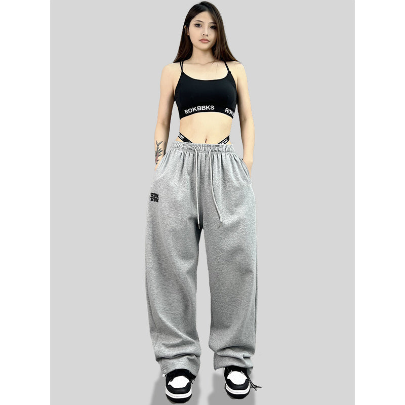 ROKBBK-K/Rokbbk-K Hip Hop Fashion Brand Loose Track Pants Embroidered Hip Hop Trousers Jazz DancejazzWomen's Pants