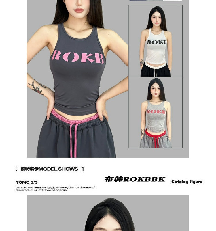 ROKBBK-K/Rokbbk-K Street Dance Fashion Brand Letter Printing DancingjazzVest for WomenhiphopJazz Top Fashion