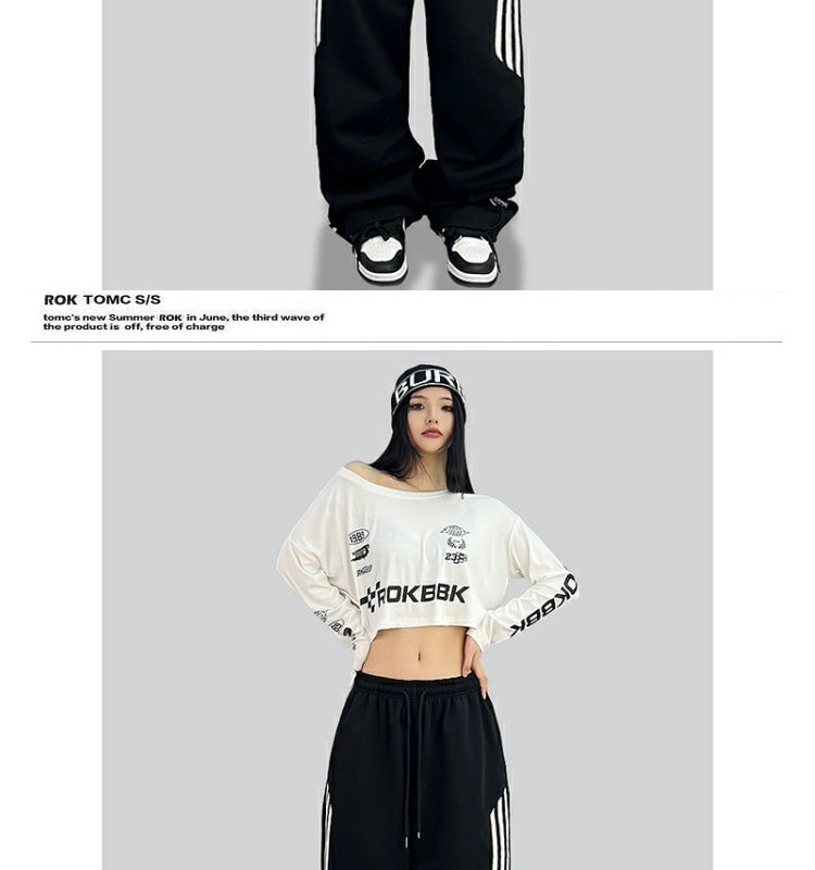 ROKBBK-K/Rokbbk-K Street Dance Fashion Brand American Style Hip Hop LeisurehiphopTrousers Loose Cool Sports Pants Female