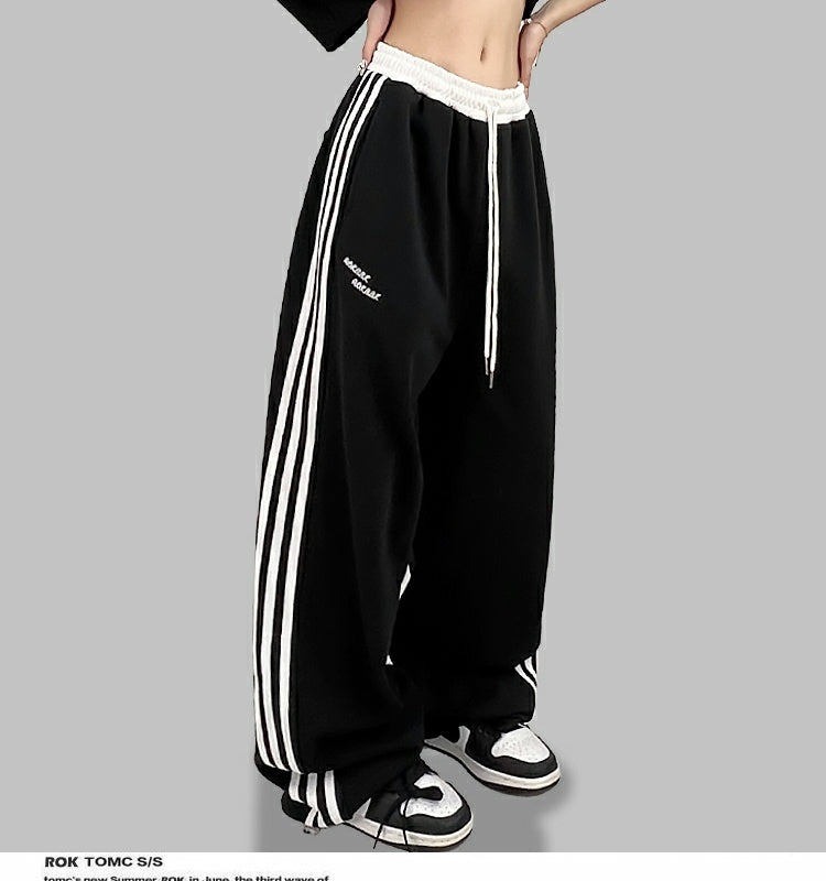 ROKBBK-K/Rokbbk-K Street Dance Fashion Brand Stitching Waist SportshiphopWomen's Three-Bar Trousers Jazz Suit