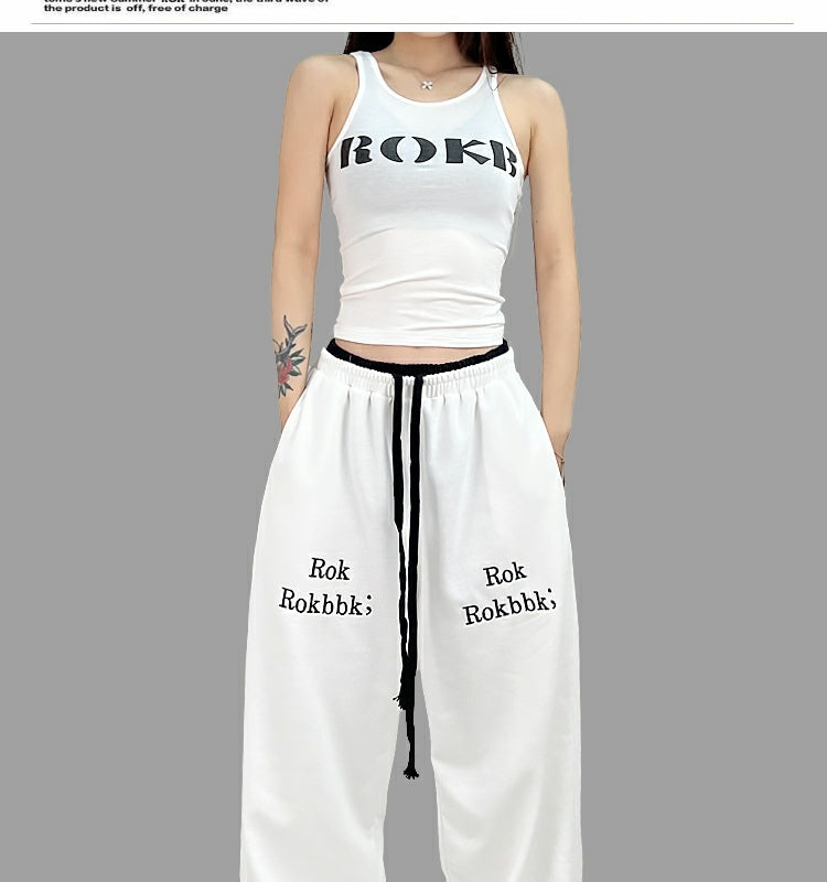 ROKBBK-K/Rokbbk-K Hip Hop Fashion Brand Double Waist Printed Female JazzhiphopTrousersjazzSports Suit