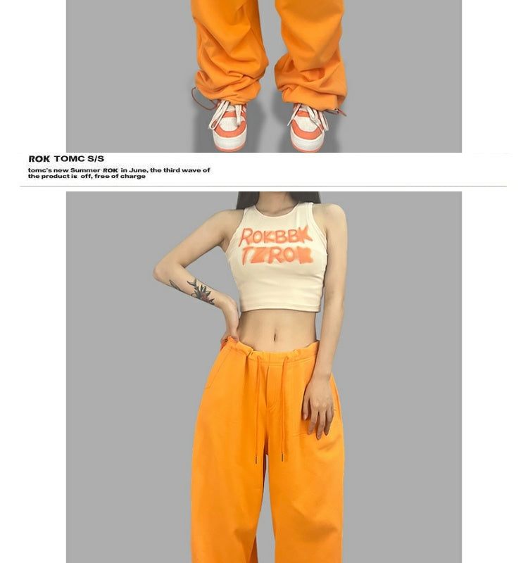 ROKBBK-K/Rokbbk-K Street Dance Fashion Brand JazzhiphopWomen's Sports Suit OrangejazzDancing Pants Tide