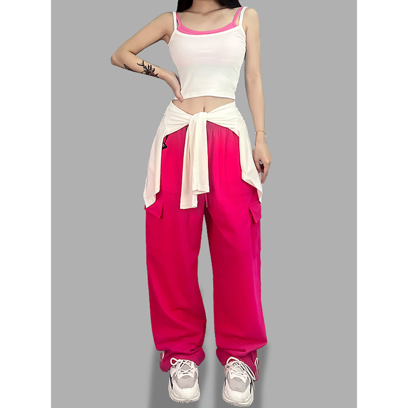 ROKBBK-K/Rokbbk-K Hip Hop Fashion Brand Plum Powder Pocket Hip Hop Jazz Sports DancingjazzWomen's Trousers Suit