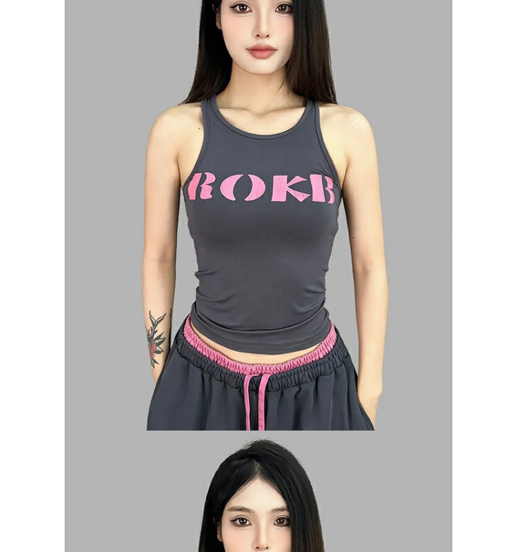 ROKBBK-K/Rokbbk-K Street Dance Fashion Brand Letter Printing DancingjazzVest for WomenhiphopJazz Top Fashion