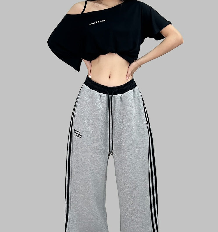 ROKBBK-K/Rokbbk-K Street Dance Fashion Brand Stitching Waist SportshiphopWomen's Three-Bar Trousers Jazz Suit