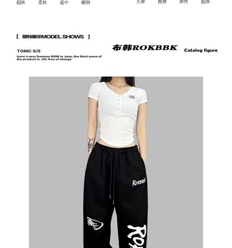 ROKBBK-K/Rokbbk-K Street Dance Fashion Brand Printing Jazz Street DancehiphopWomen's TrousersjazzDancing Sports Pants