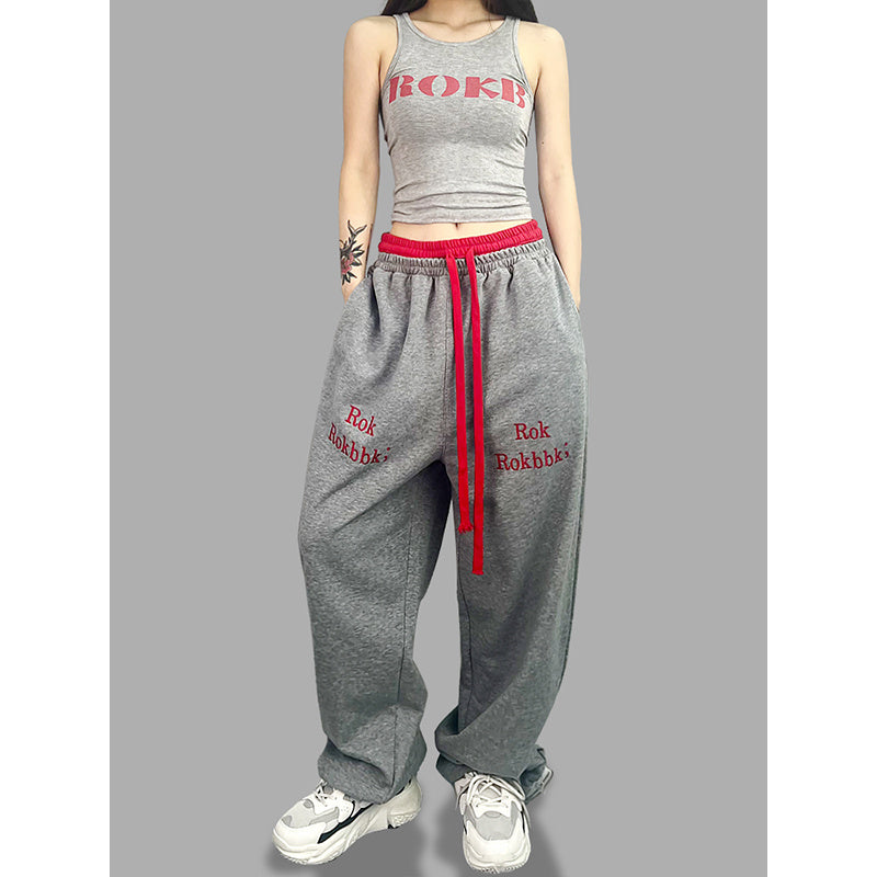 ROKBBK-K/Rokbbk-K Hip Hop Fashion Brand Double Waist JazzhiphopDancing Women's TrousersjazzSports Suit Tide