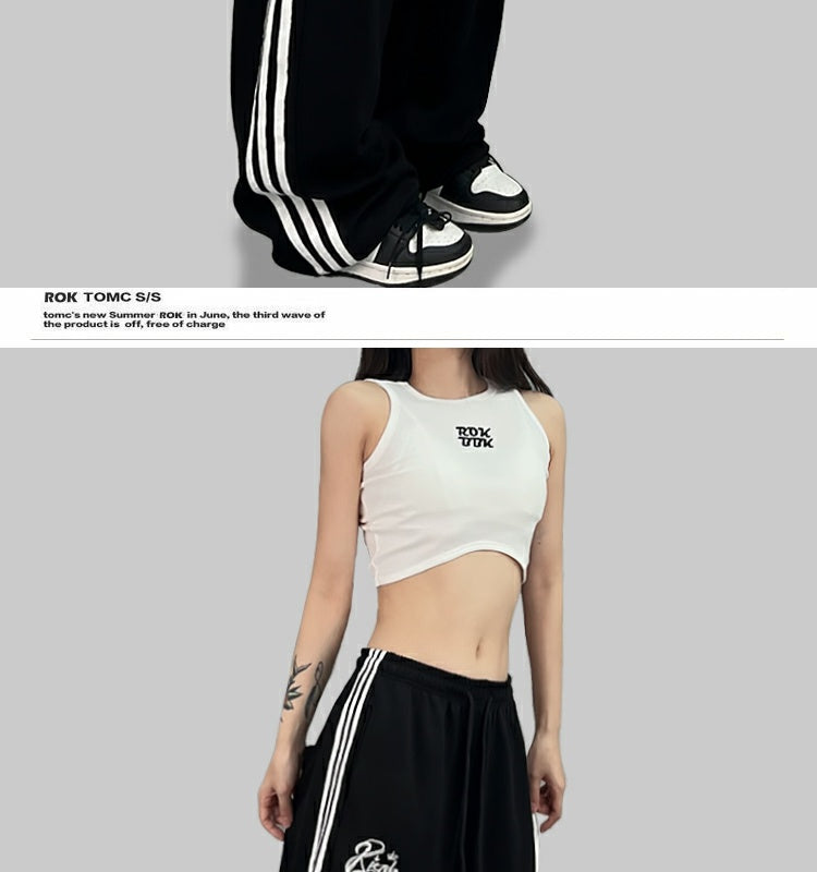 ROKBBK-K/Rokbbk-K Street Dance Fashion Brand Line Crown Embroidery Jazz DancinghiphopFashionable Sports Women's Trousers