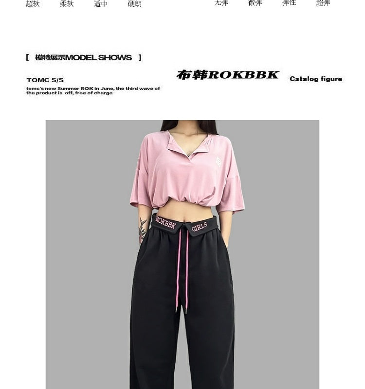 ROKBBK-K/Rokbbk-K Hip Hop Fashion Brand Loose Jazz Sports TrousershiphopSports Dancing Women's Suit Fashion