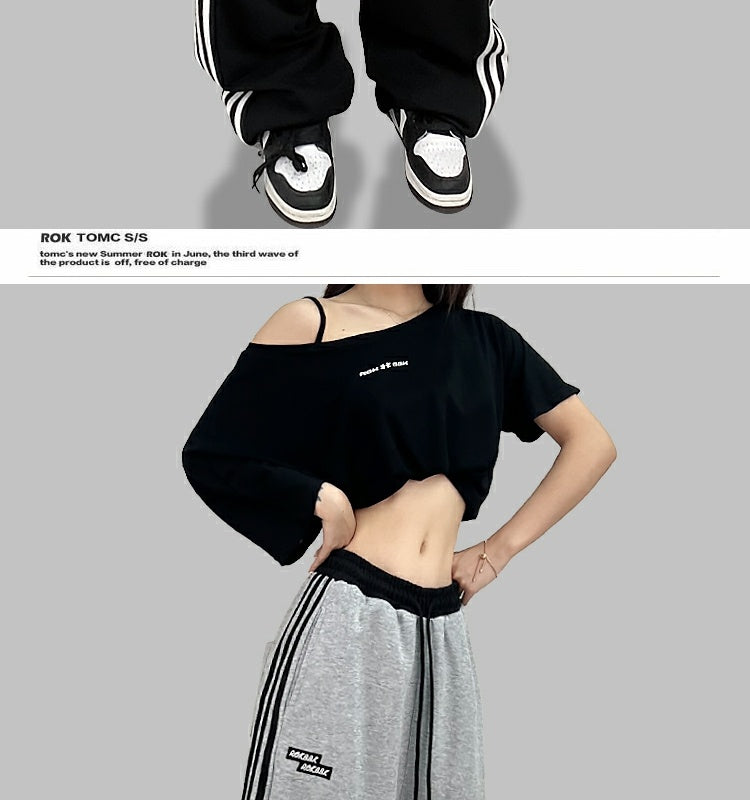 ROKBBK-K/Rokbbk-K Street Dance Fashion Brand Stitching Waist SportshiphopWomen's Three-Bar Trousers Jazz Suit