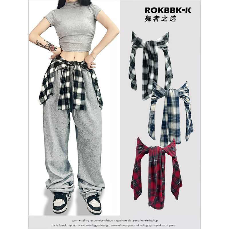 ROKBBK-K/Rokbbk-K Street Dance Street DancejazzPlaid Lace-up Waist Women's Jazz Sport Cardigan