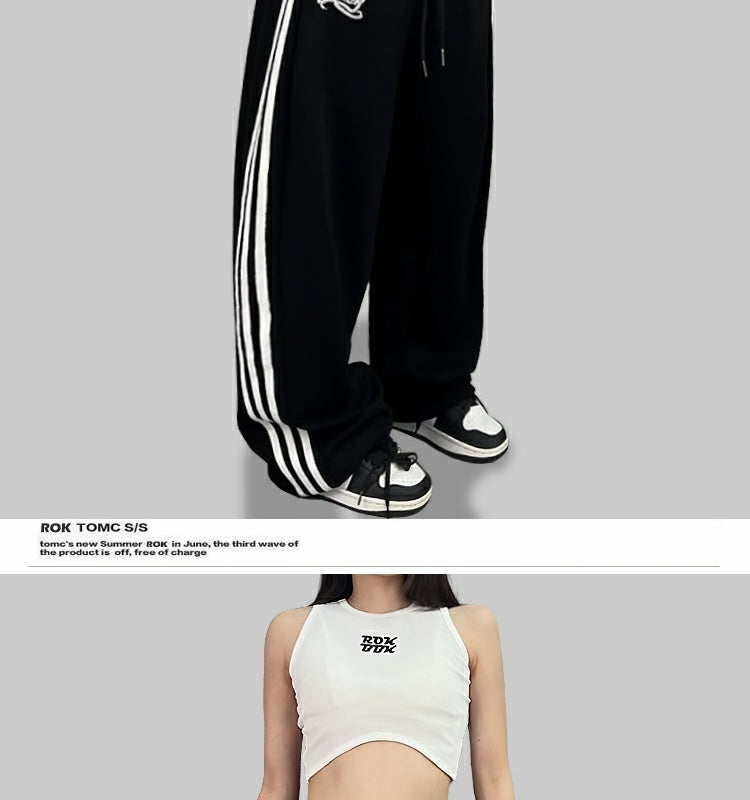 ROKBBK-K/Rokbbk-K Street Dance Fashion Brand Line Crown Embroidery Jazz DancinghiphopFashionable Sports Women's Trousers