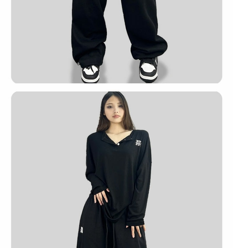 Jazz Rap Sports Pants Female Embroidery Loose Straight DancinghiphopCasual Trousers