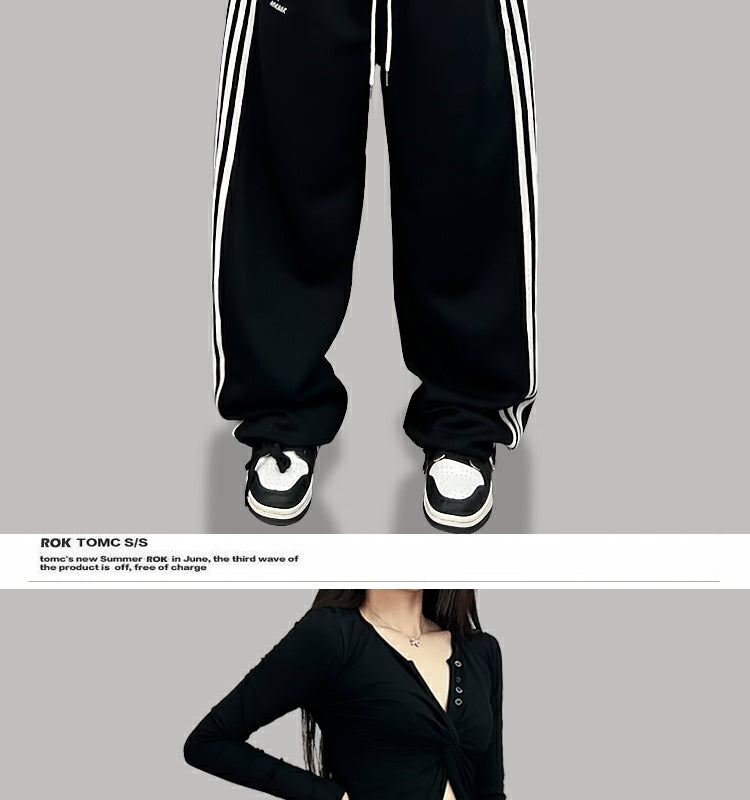 ROKBBK-K/Rokbbk-K Street Dance Fashion Brand Stitching Waist Three Bars SportshiphopWomen's Trousers Jazz Suit