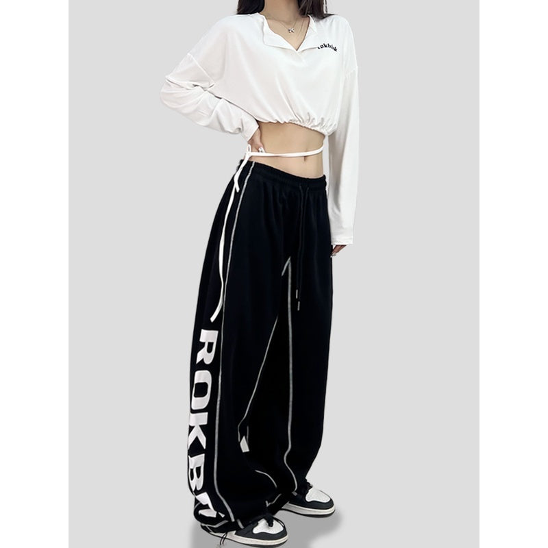 ROKBBK-K/Rokbbk-K Hip Hop Fashion Brand Side Printing Sports Suit WomenhiphopJazz Dancing Suit