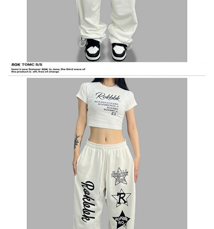 ROKBBK-K/Rokbbk-K Hip Hop Fashion Brand Personalized Printed Jazz Dancing Sweatpants for WomenhiphopSports Pants National Fashion