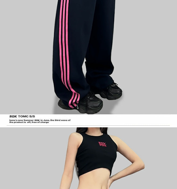 ROKBBK-K/Rokbbk-K Street Dance Fashion Brand Line Crown Embroidery Jazz DancinghiphopFashionable Sports Women's Trousers