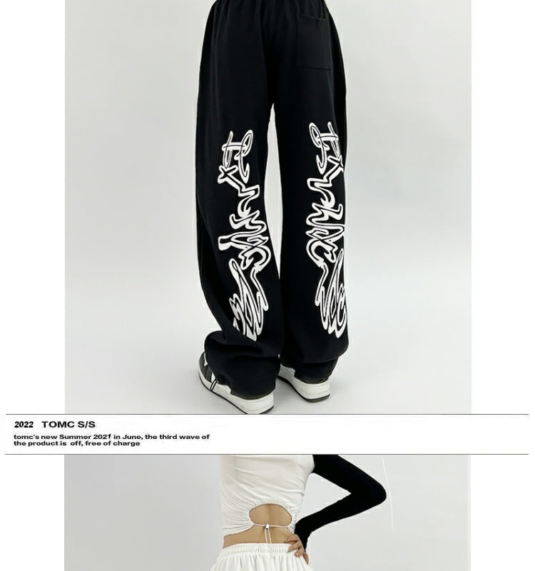 American New Special-Interest Design Versatile Jazz Sports Pants Female Loose Hip Hop Street Straight Ankle Tied Casual Sweatpants