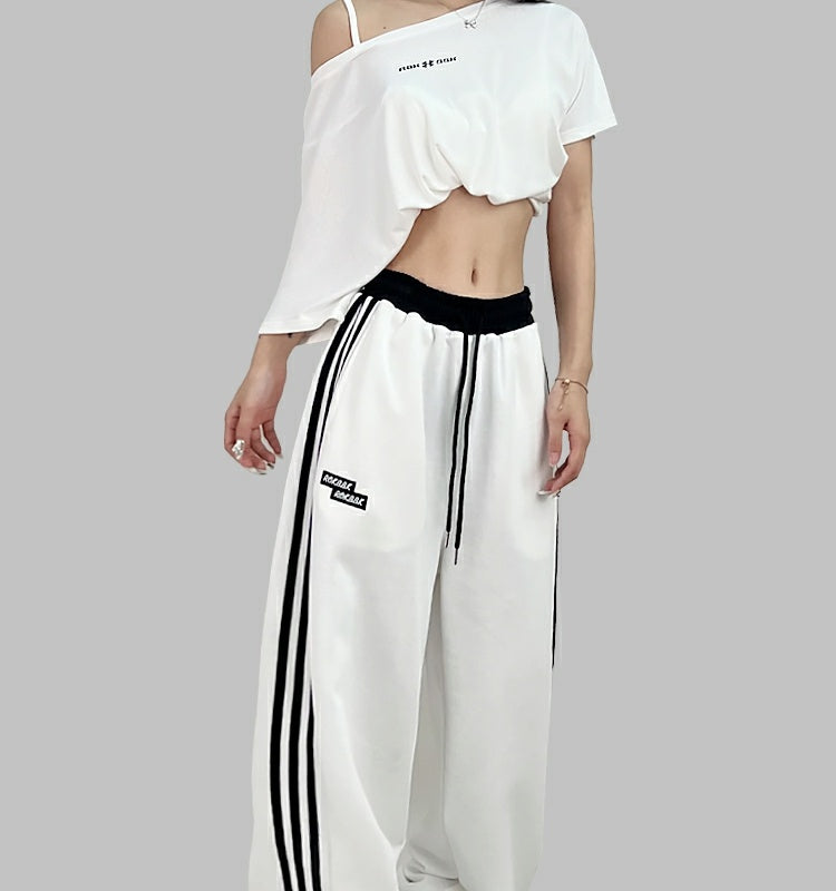 ROKBBK-K/Rokbbk-K Street Dance Fashion Brand Stitching Waist SportshiphopWomen's Three-Bar Trousers Jazz Suit