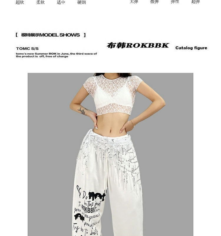 ROKBBK-K/Rokbbk-K Street Dance Fashion Brand Single Leg Printed JazzjazzTrousers Dancing SportshiphopWomen's Pants