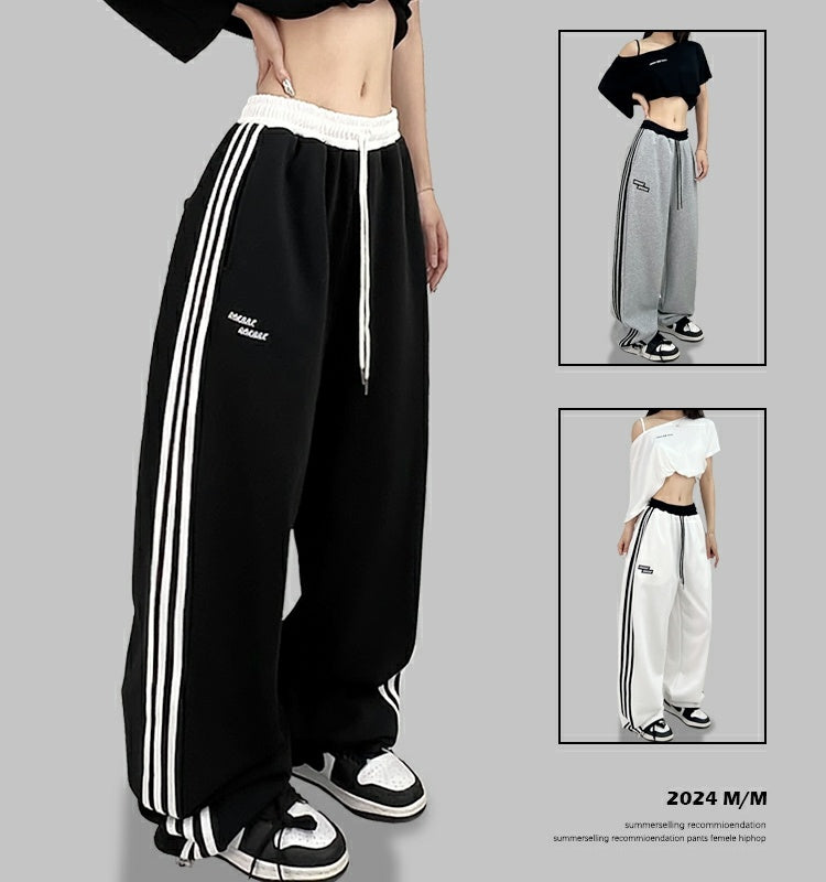 ROKBBK-K/Rokbbk-K Street Dance Fashion Brand Stitching Waist SportshiphopWomen's Three-Bar Trousers Jazz Suit