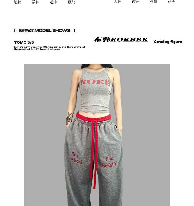 ROKBBK-K/Rokbbk-K Hip Hop Fashion Brand Double Waist JazzhiphopDancing Women's TrousersjazzSports Suit Tide