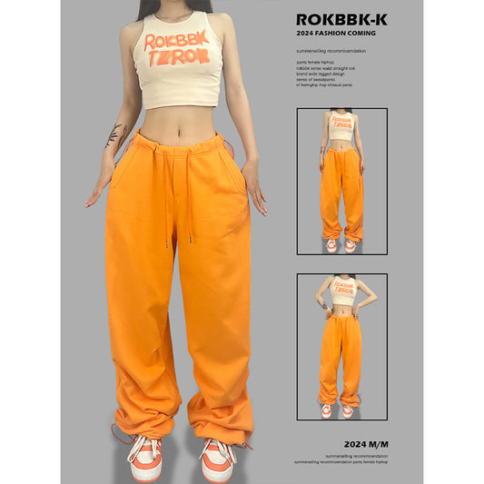 ROKBBK-K/Rokbbk-K Street Dance Fashion Brand JazzhiphopWomen's Sports Suit OrangejazzDancing Pants Tide