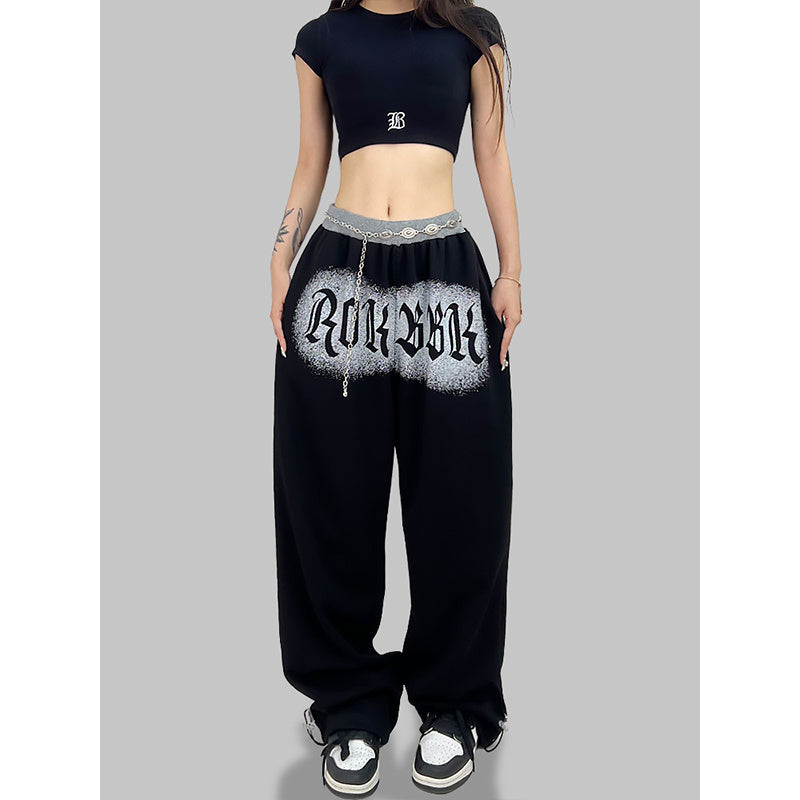 ROKBBK-K/Rokbbk-K Hip Hop Fashion Brand Letter Printing Screw Type Dancing Trousers Female JazzhiphopSuit Tide