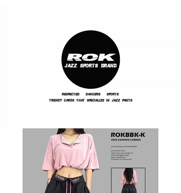 ROKBBK-K/Rokbbk-K Hip Hop Fashion Brand Loose Jazz Sports TrousershiphopSports Dancing Women's Suit Fashion