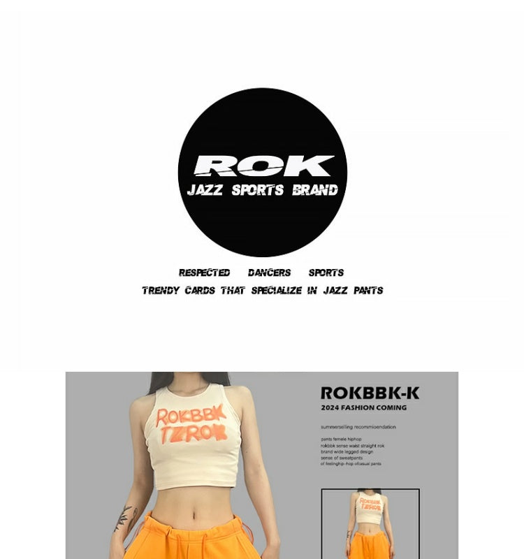 ROKBBK-K/Rokbbk-K Street Dance Fashion Brand JazzhiphopWomen's Sports Suit OrangejazzDancing Pants Tide