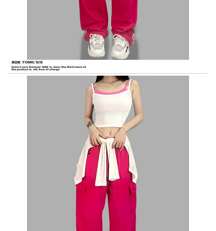 ROKBBK-K/Rokbbk-K Hip Hop Fashion Brand Plum Powder Pocket Hip Hop Jazz Sports DancingjazzWomen's Trousers Suit