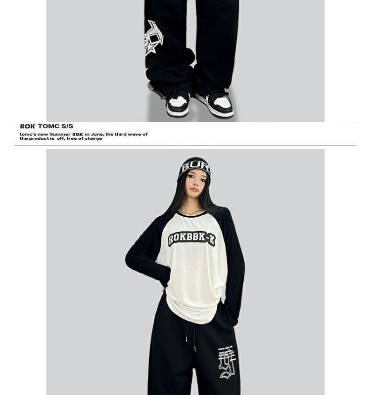 ROKBBK-K/Rokbbk-K Street Dance Fashion Brand Jazz DancehiphopHip Hop Wide Leg Pants Women LoosejazzSports Tide