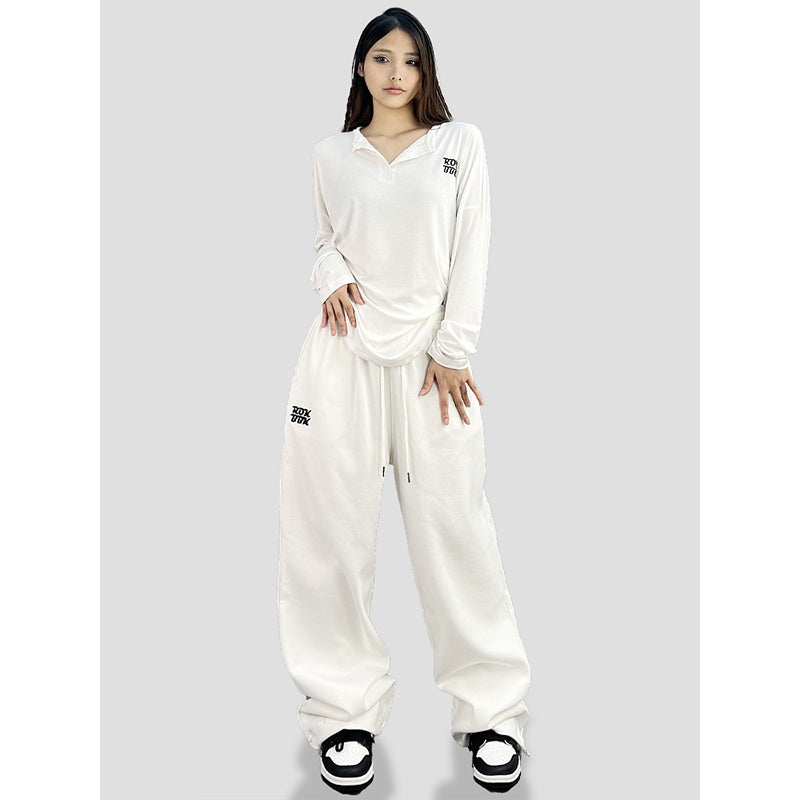 Jazz Rap Sports Pants Female Embroidery Loose Straight DancinghiphopCasual Trousers