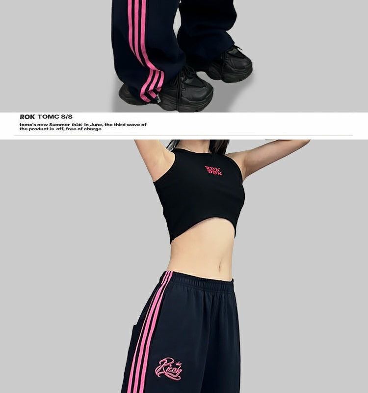 ROKBBK-K/Rokbbk-K Street Dance Fashion Brand Line Crown Embroidery Jazz DancinghiphopFashionable Sports Women's Trousers