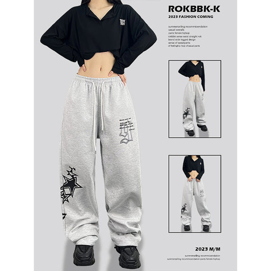 ROKBBK-K/Rokbbk-K Street Dance Fashion BrandhiphopJazz Dance Personality Women's Printed Wear TrousersjazzSports Pants