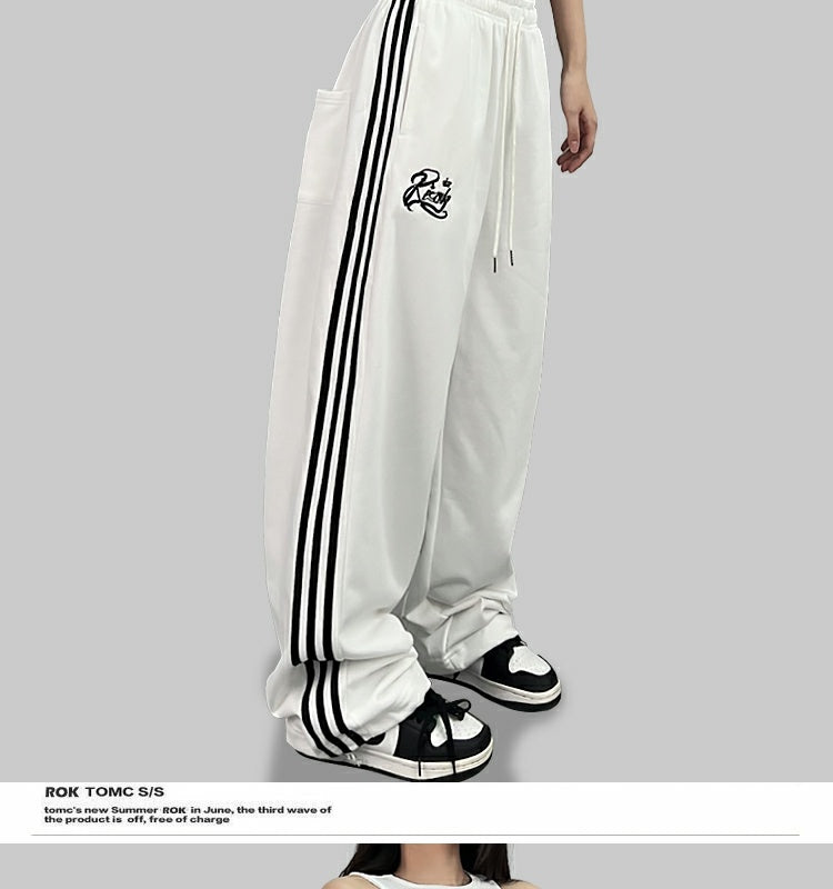 ROKBBK-K/Rokbbk-K Street Dance Fashion Brand Line Crown Embroidery Jazz DancinghiphopFashionable Sports Women's Trousers