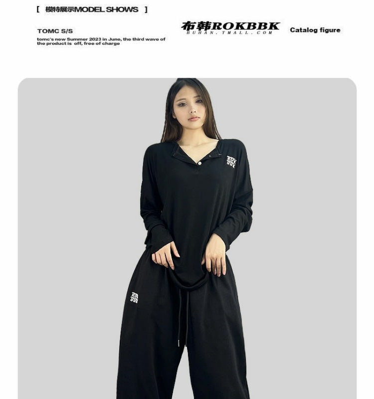 Jazz Rap Sports Pants Female Embroidery Loose Straight DancinghiphopCasual Trousers