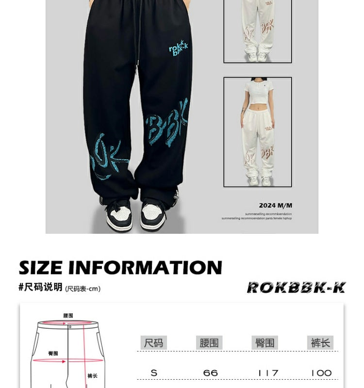 ROKBBK-K/Rokbbk-K Street Dance Fashion Brand SportsjazzJazz Pants Women's Letter PrintinghiphopFashion Clothing