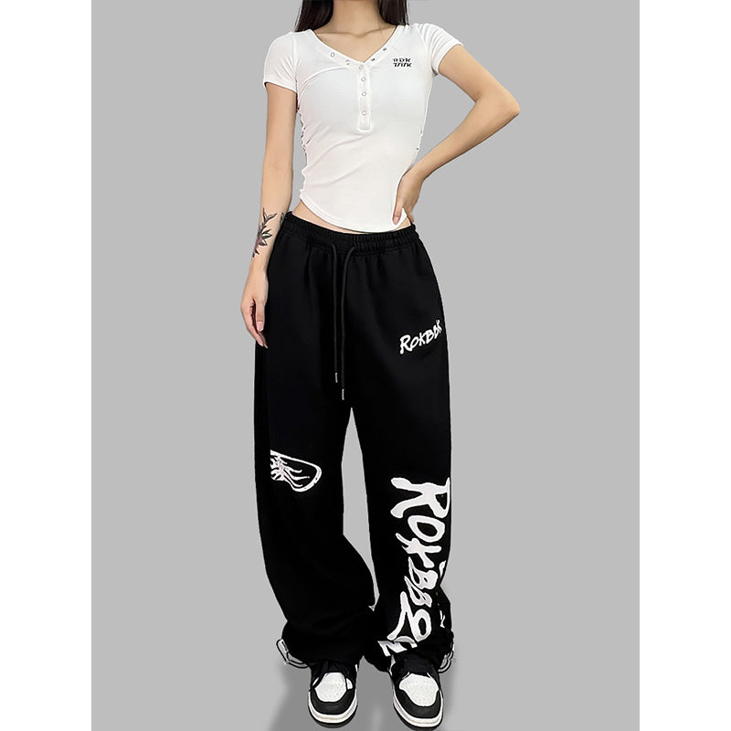 ROKBBK-K/Rokbbk-K Street Dance Fashion Brand Printing Jazz Street DancehiphopWomen's TrousersjazzDancing Sports Pants