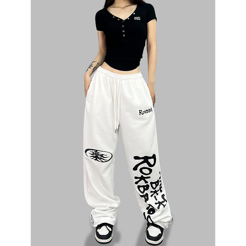 ROKBBK-K/Rokbbk-K Street Dance Fashion Brand Printing Jazz Street DancehiphopWomen's TrousersjazzDancing Sports Pants