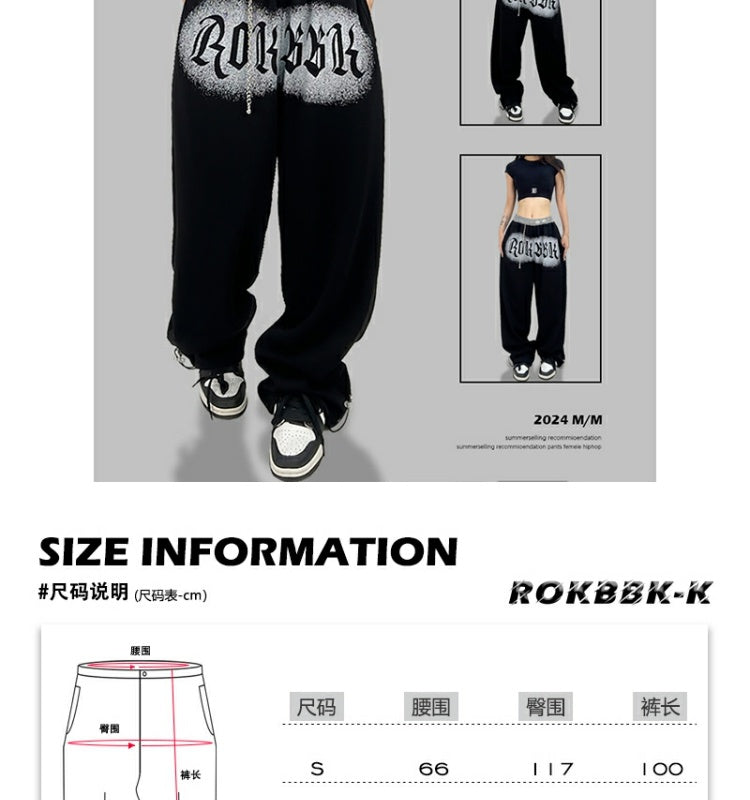 ROKBBK-K/Rokbbk-K Hip Hop Fashion Brand Letter Printing Screw Type Dancing Trousers Female JazzhiphopSuit Tide