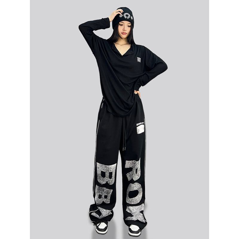 ROKBBK-K/Rokbbk-K Hip Hop Fashion Brand Loose Hip Hop American Jazz Dance Trousers Women's CasualjazzSports Pants